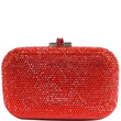 Judith Leiber Slide Lock Crystal Chain Clutch Bag Red