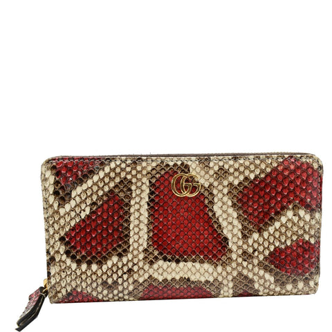 GUCCI GG Marmont Python Leather Zip Around Wallet Multicolor 456117