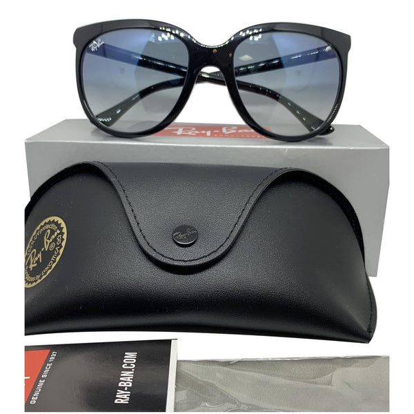 RB4126 601/3F 57 Cats 1000 Black Sunglasses Blue Gradient Lens