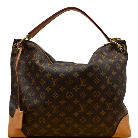 LOUIS VUITTON Berri MM Monogram Canvas Hobo Bag Brown