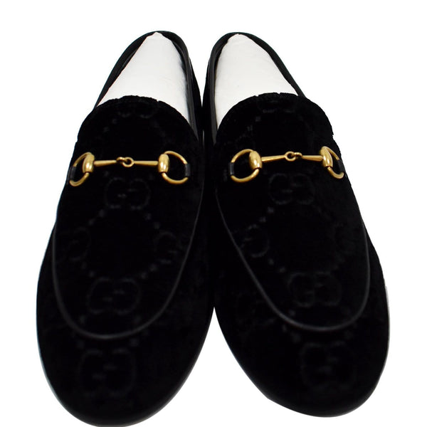 Gucci GG Jordaan Velvet Leather Loafer Black Size 40