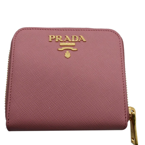 PRADA Small Saffiano Leather Zip Around Wallet Pink