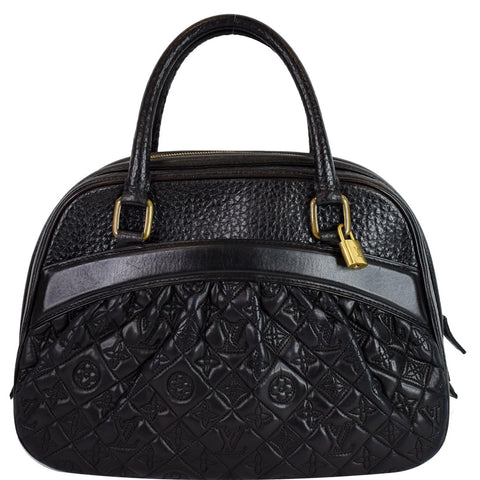 LOUIS VUITTON Mizi Vienna Monogram Leather Satchel Bag Black
