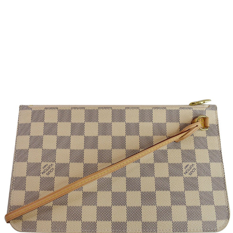 LOUIS VUITTON Pochette Wristlet Pouch Damier Azur Neverfull MM White