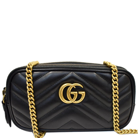 GUCCI GG Marmont Mini Chain Crossbody Bag Black 546581