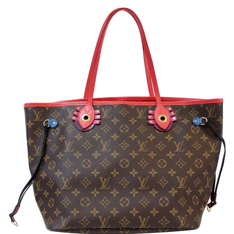LOUIS VUITTON Neverfull MM Totem Monogram Canvas Tote Shoulder Bag Red