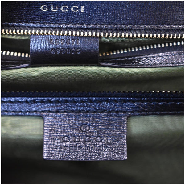 GUCCI Logo Plaque Leather Shoulder Bag Black 589471