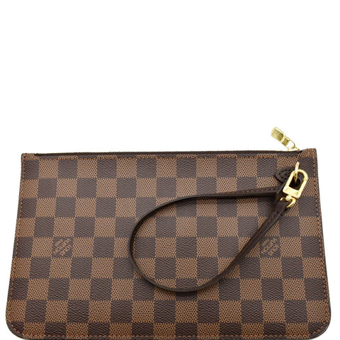 LOUIS VUITTON Neverfull MM Damier Ebene Pochette Wristlet Pouch Brown