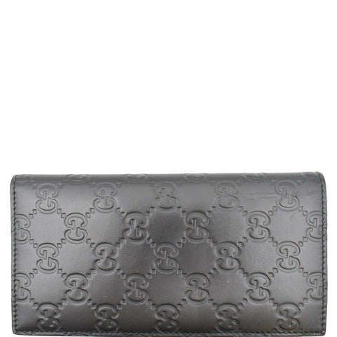 GUCCI Continental Long GG Guccissima Leather Wallet Black 224183