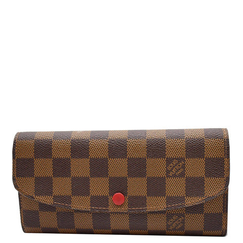 LOUIS VUITTON Emilie Damier Ebene Wallet Brown