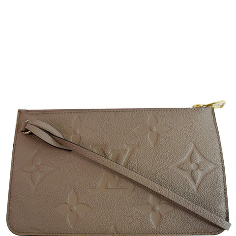 LOUIS VUITTON Empreinte Monogram Neverfull MM Pochette Wristlet Pouch Beige