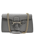 GUCCI Emily Medium GG Guccissima Leather Chain Shoulder Bag 449635 Gray