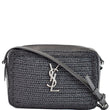 YVES SAINT LAURENT Lou Camera Raffia Canvas Crossbody Bag Black