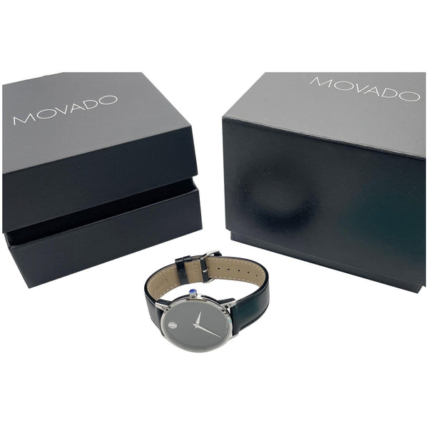 MOVADO Museum Classic Swiss Quartz Leather Watch Black Dial 40MM - 25% OFF