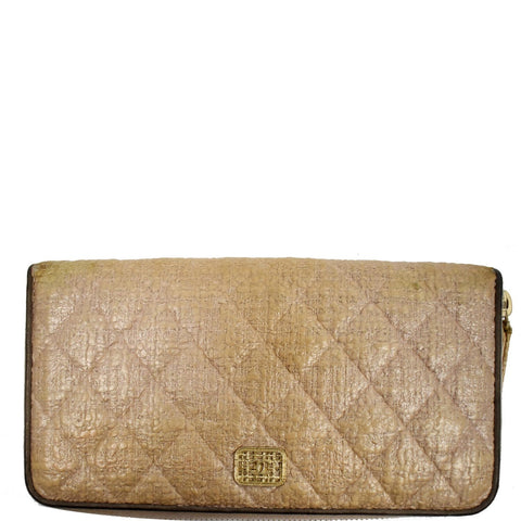 CHANEL Zip Around Coated Canvas Wallet Beige