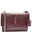 YVES SAINT LAURENT Sunset Medium Crocodile Leather Crossbody Bag Rouge Legion