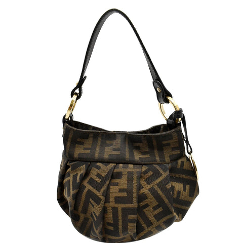 FENDI Mini Chef Zucca Jacquard Hobo Bag Brown
