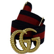 GUCCI Torchon Double G Web Elastic Belt  Navy Blue Size 90/36