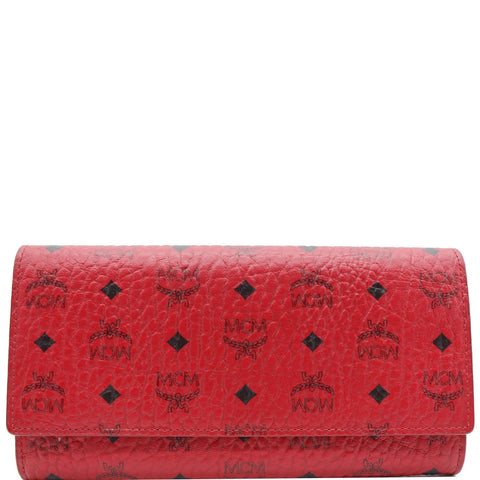 MCM Visetos Large Monogram Coated Canvas Wallet Red