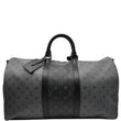 LOUIS VUITTON Keepall 50 Bandouliere Monogram Eclipse Canvas Travel Bag Black
