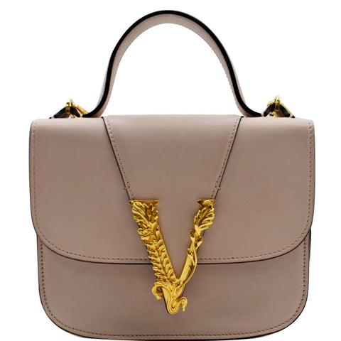 VERSACE Virtus Small Leather Shoulder Bag Light Pink