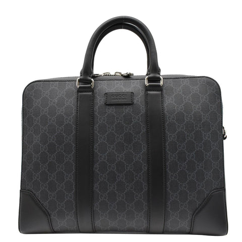 GUCCI Briefcase GG Supreme Canvas Messenger Bag Black 474135