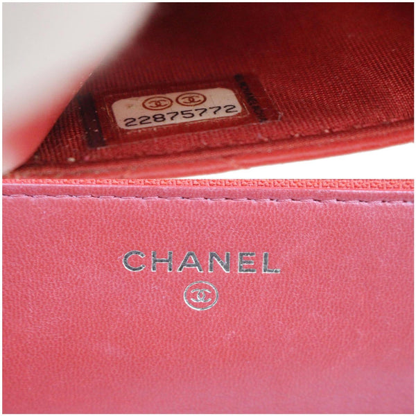 CHANEL Boy Woc Lambskin Leather Wallet On Chain Clutch Bag Red
