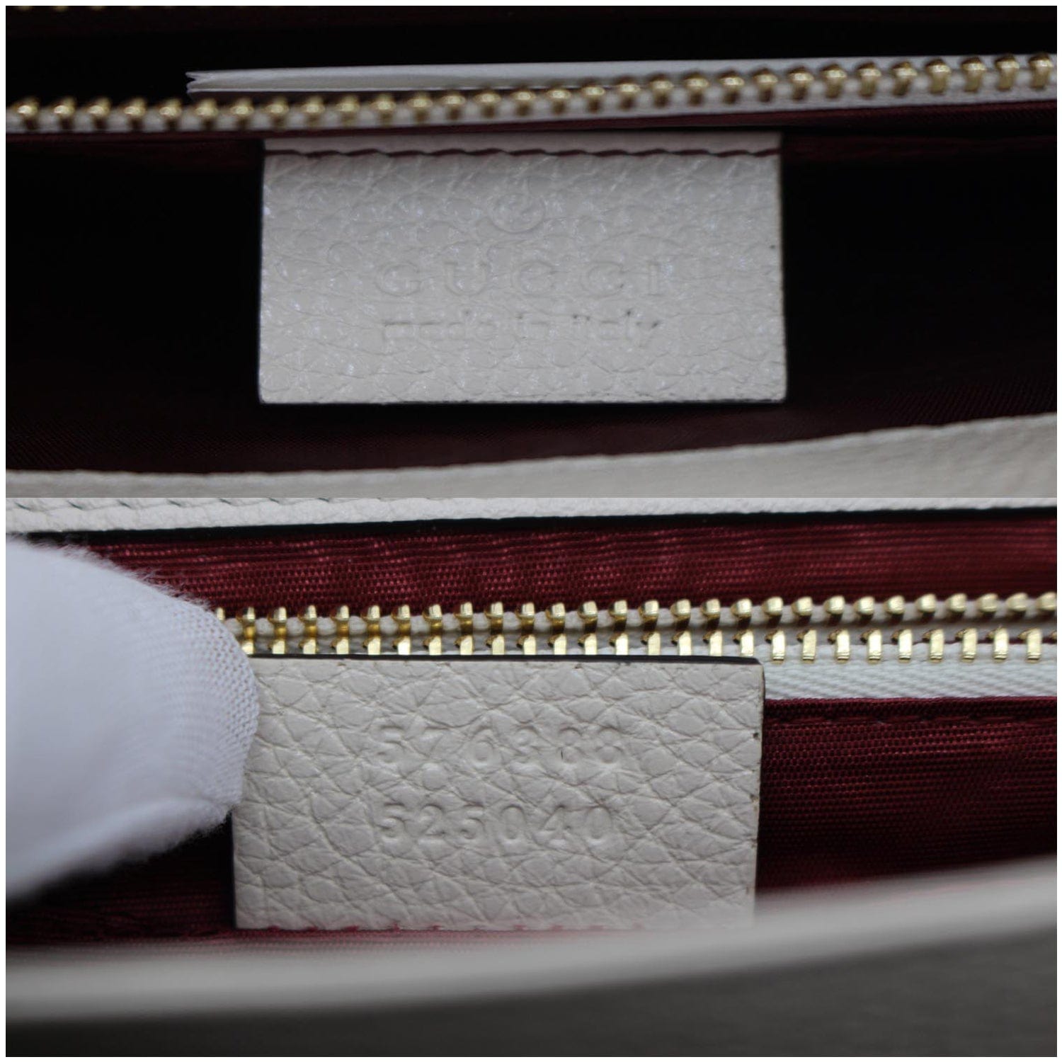 GUCCI Zumi Small Grainy Leather Chain Crossbody Bag White 576388