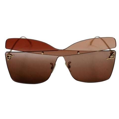 FENDI FF 0399/S 0G63/T4 Red Opal Peach Sunglasses Brown Gradient Lens