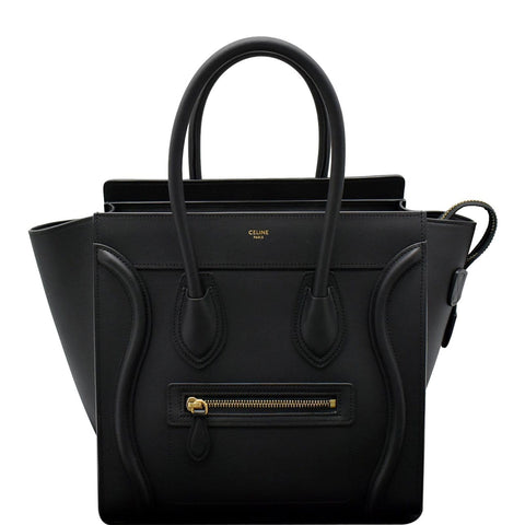 CELINE Mini Luggage Leather Tote Bag Black
