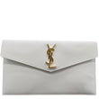 YVES SAINT LAURENT Uptown Envelope Grain De Poudre Leather Clutch White