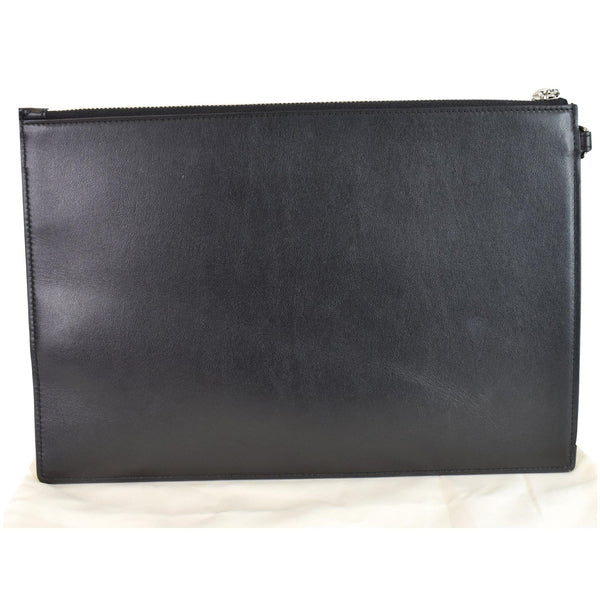 GUCCI Blade Embroidery Leather Wristlet Pouch Black 597678