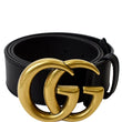 Gucci Double G Buckle Leather Belt Men Size 34 Black