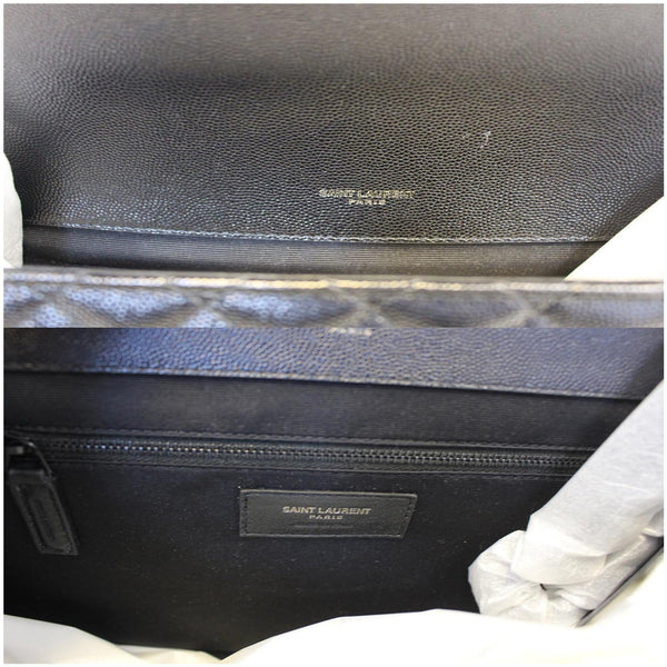 YVES SAINT LAURENT Envelope Large Matelasse Embossed Leather Shoulder Bag Black