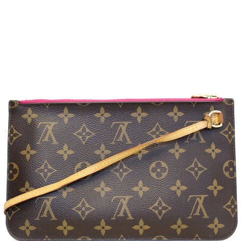 LOUIS VUITTON Pochette Wristlet Pouch Monogram Canvas Neverfull MM Brown