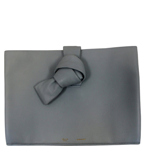 CELINE Knotted Leather Clutch Powder Blue