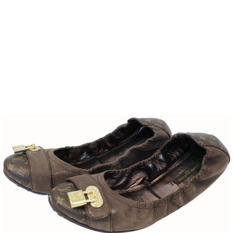 LOUIS VUITTON Lucky Ballerina Monogram Iridescent Leather Flats Brown