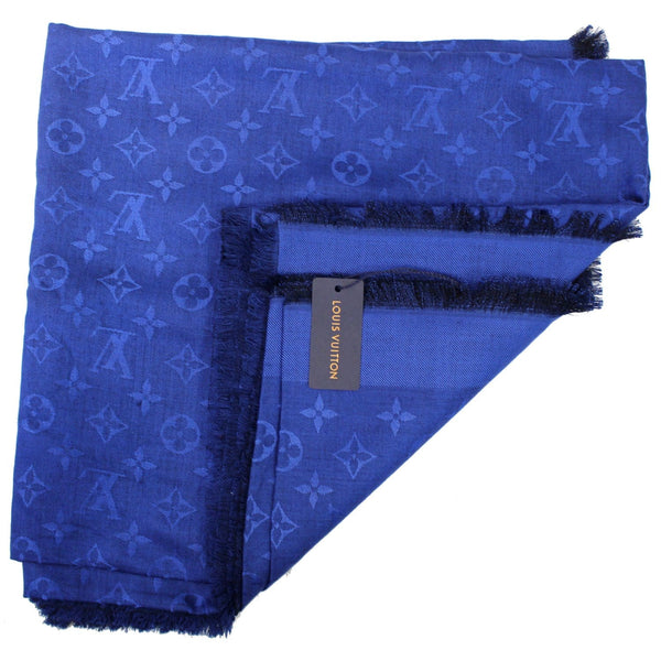 LOUIS VUITTON Silk Monogram Scarf/Shawl Night Blue