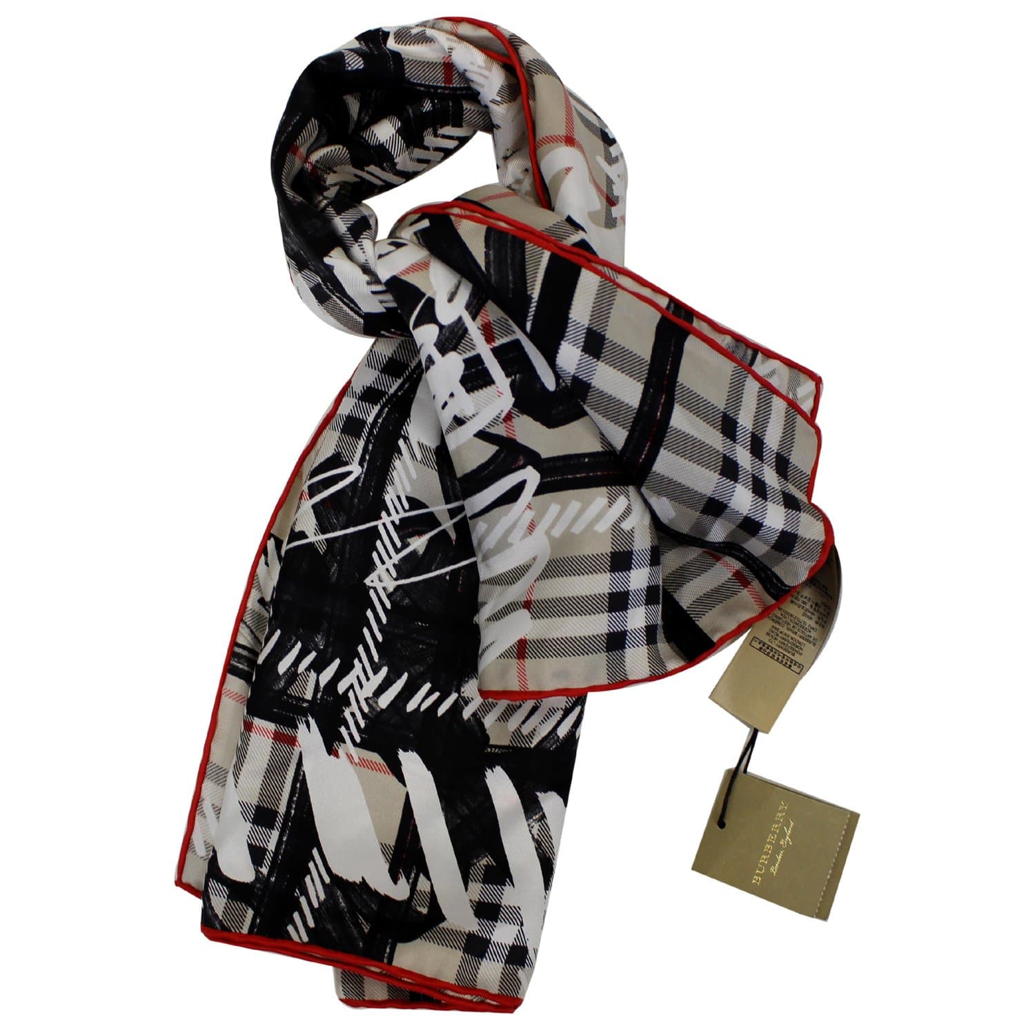 Burberry Scarf Scribble Check Stone - Burberry