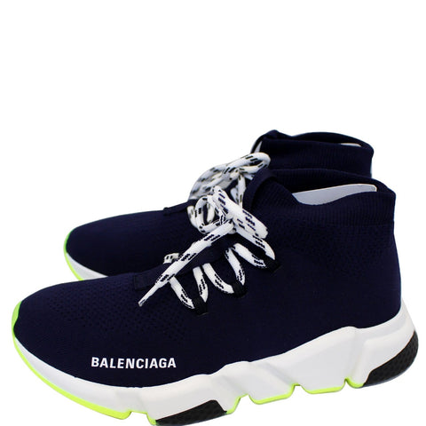 BALENCIAGA Mid Speed Lace-up Sneakers Blue US 9