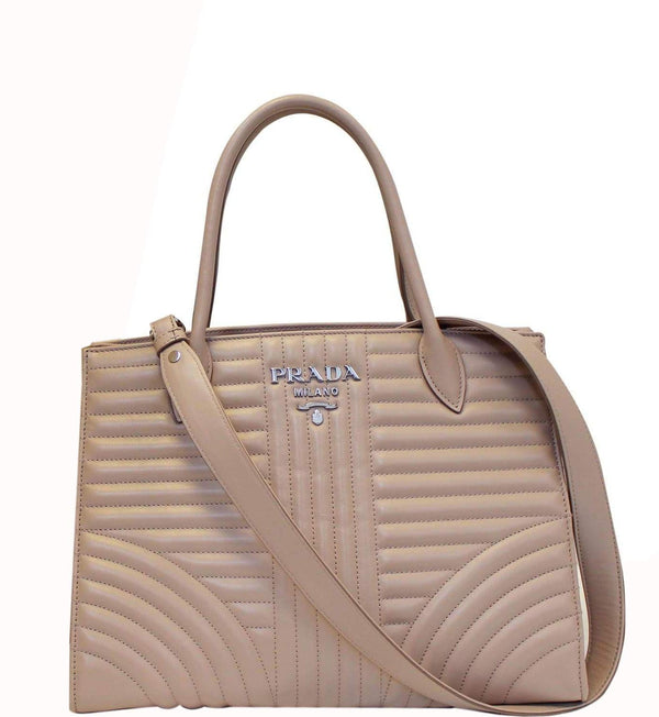 Prada Diagramme Bag Leather Tote Shoulder - Front View
