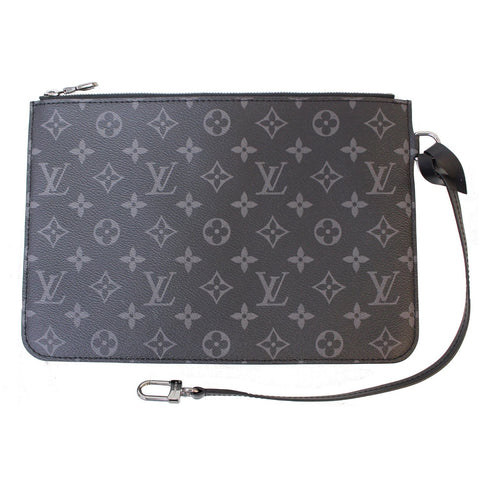 LOUIS VUITTON Pochette Monogram Eclipse Wristlet Black