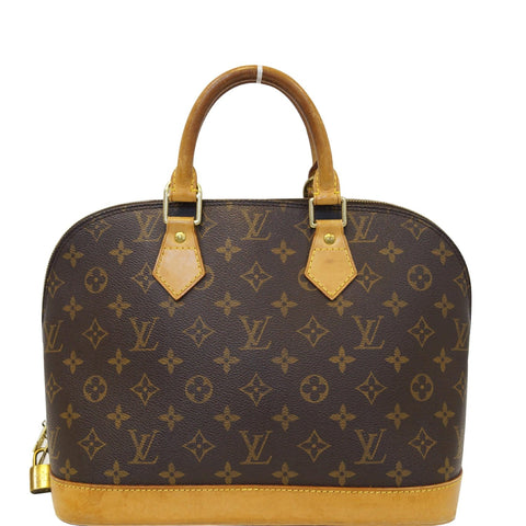 LOUIS VUITTON Alma Monogram Canvas Satchel Bag Brown