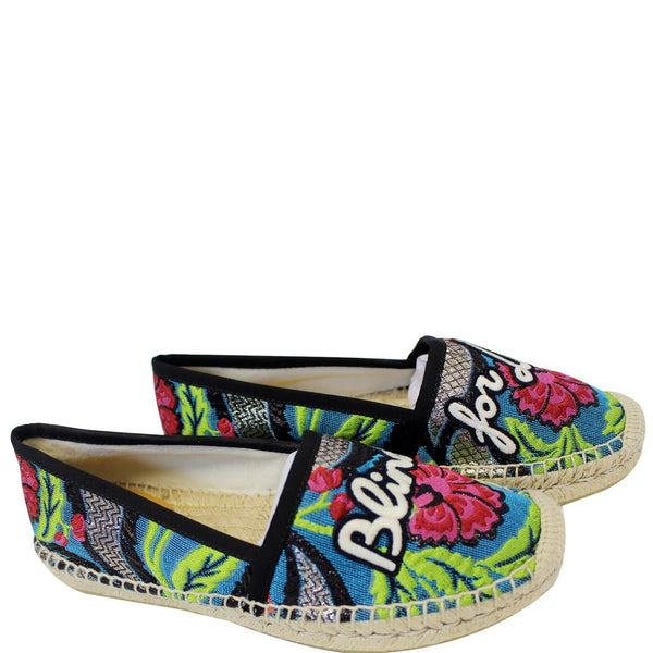 GUCCI Embroidered Blind For Love Espadrilles Flat Multicolor US 6