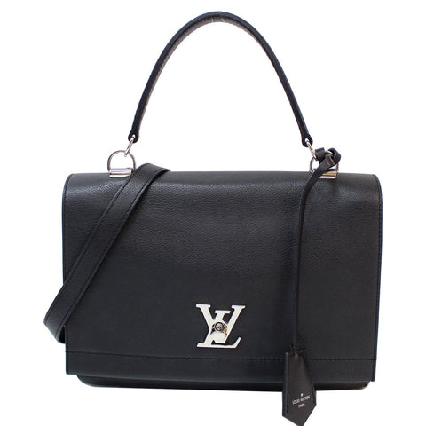LOUIS VUITTON Lockme II Calfskin Leather Shoulder Bag Black