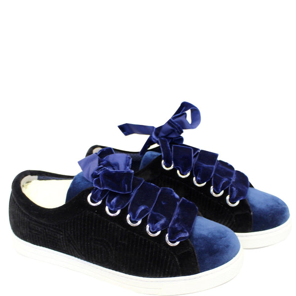 FENDI Velvet Sneakers Blue/Black Size 8.5 US