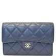 CHANEL Classic Flap Caviar Leather Wallet Navy Blue-US