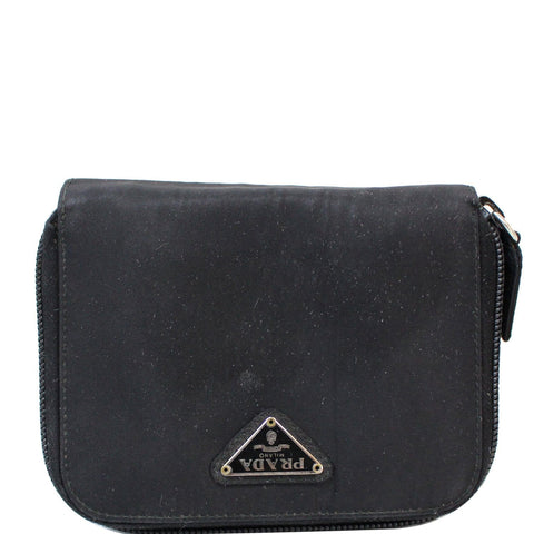 PRADA Nylon Zip Around Wallet Black