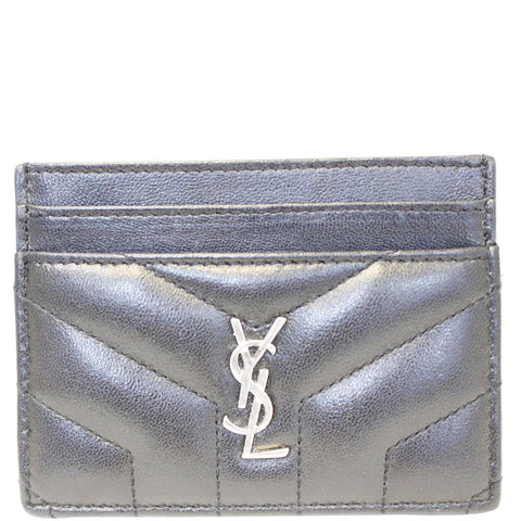 YVES SAINT LAURENT Loulou Matelasse Card Case Holder Black