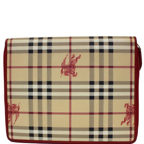 BURBERRY Check Leather iPad Cover Red